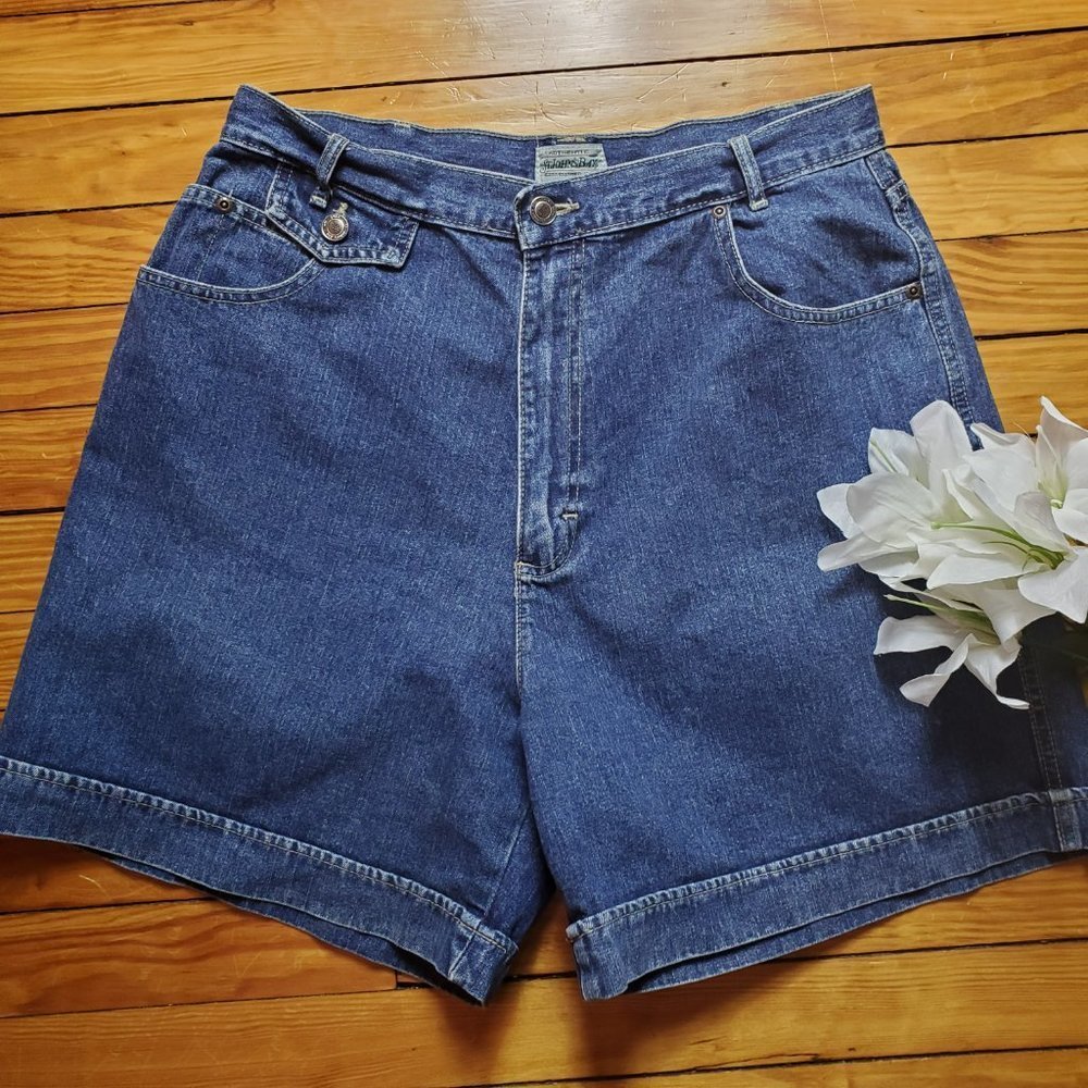 St. John's Bay Medium Wash Cuffed Denim Shorts Sz 16